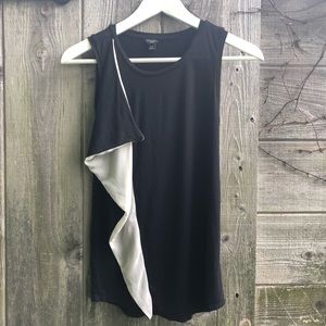 Ann Taylor Petite Black with Cream Chiffon Detail